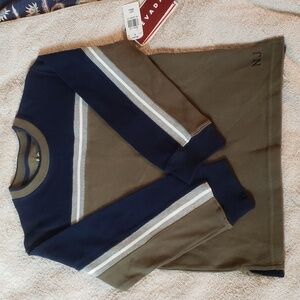 Kids Long Sleeve Navy and Olive Tee